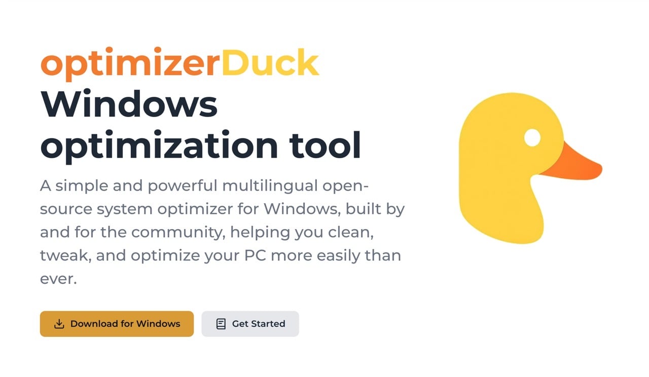 OptimizerDuck 免費開源 Windows 最佳化工具，一鍵加速、清理與關閉追蹤 – 免費資源網