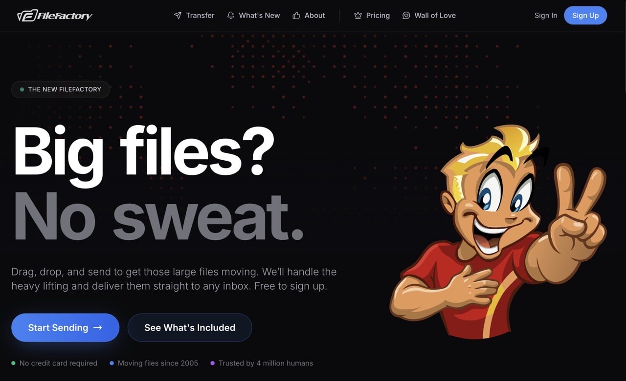 FileFactory Transfer 免費大檔傳輸服務，最高 5 GB 一次寄給 20 人