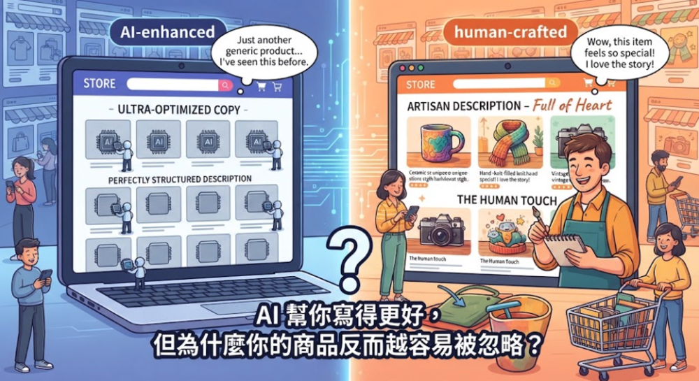 ▮AI 可以幫你把商品文案寫得更好，但為什麼你的商品反而越容易被忽略？▮