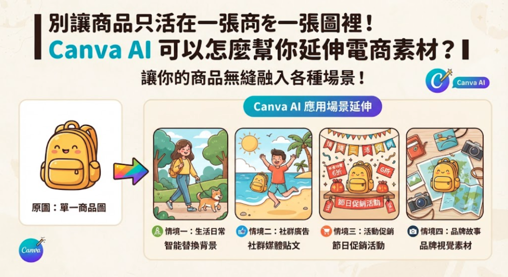 5 個 Canva AI 電商圖片指南：別讓商品只活在一張圖裡！